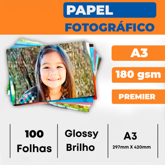 Papel Fotográfico A3 Brilho 180g - 100 folhas