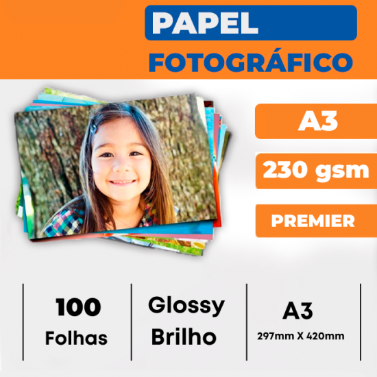 Papel Fotográfico A3 Brilho 230g  - 100 folhas